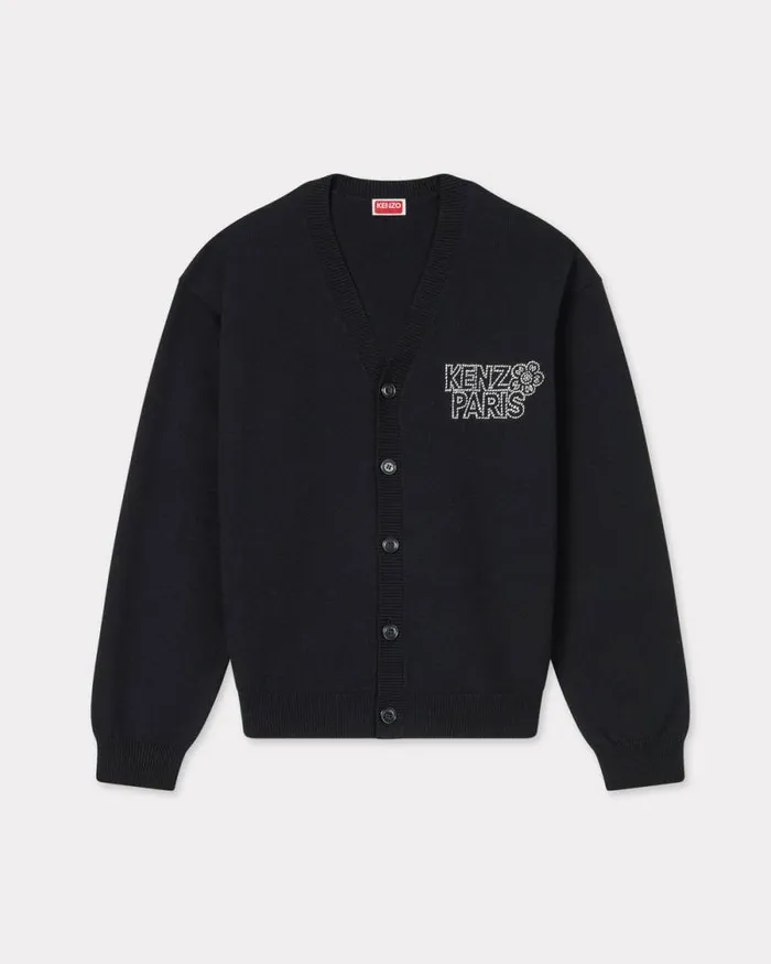 MenWomen 039KENZO Constellation039 Genderless Embroidered Cardigan In Wool And Cotton Black Kenzo Sweaters And Cardigans MenWomen 039KENZO Constellation039 Genderless Embroidered Cardigan In Wool And Cotton Black Kenzo Sweaters And Cardigans