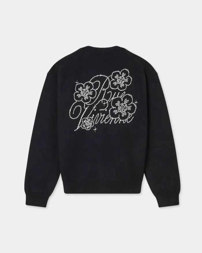MenWomen 039KENZO Constellation039 Genderless Embroidered Cardigan In Wool And Cotton Black Kenzo Sweaters And Cardigans