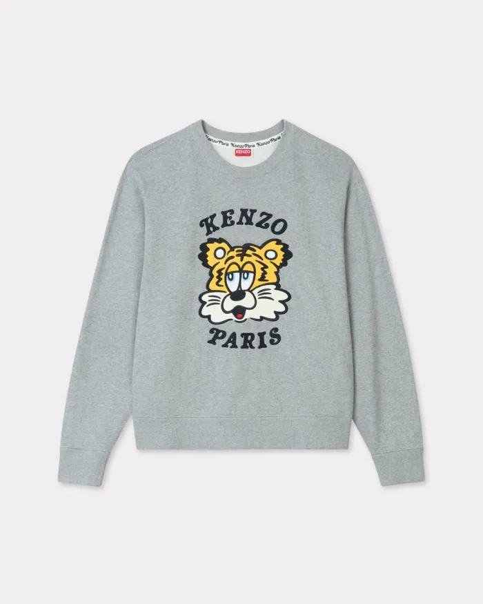 MenWomen 039KENZO VERDY MARKET039 Genderless Embroidered Sweatshirt In Cotton Pearl Grey Kenzo Sweatshirts And Hoodies MenWomen 039KENZO VERDY MARKET039 Genderless Embroidered Sweatshirt In Cotton Pearl Grey Kenzo Sweatshirts And Hoodies