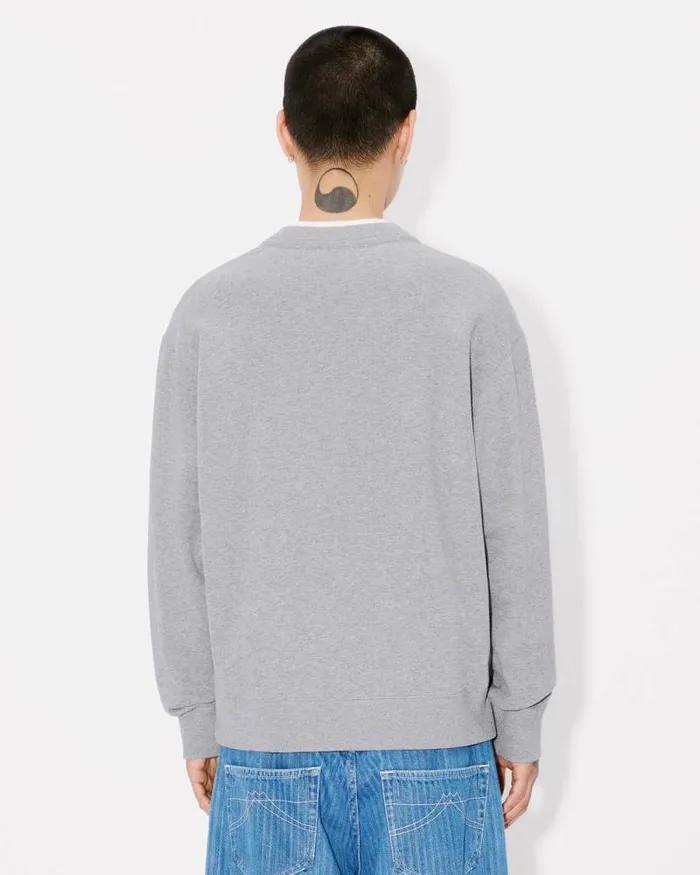 MenWomen 039KENZO VERDY MARKET039 Genderless Embroidered Sweatshirt In Cotton Pearl Grey Kenzo Sweatshirts And Hoodies