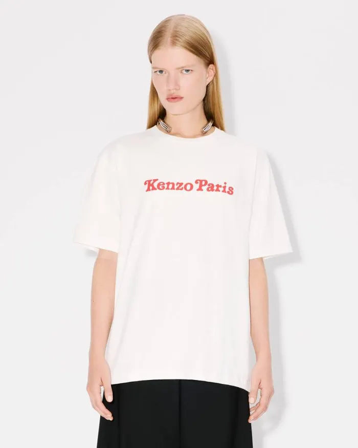 MenWomen 039KENZO VERDY MARKET039 Genderless Oversized Tshirt In Cotton Off White Kenzo Tshirts And Polos