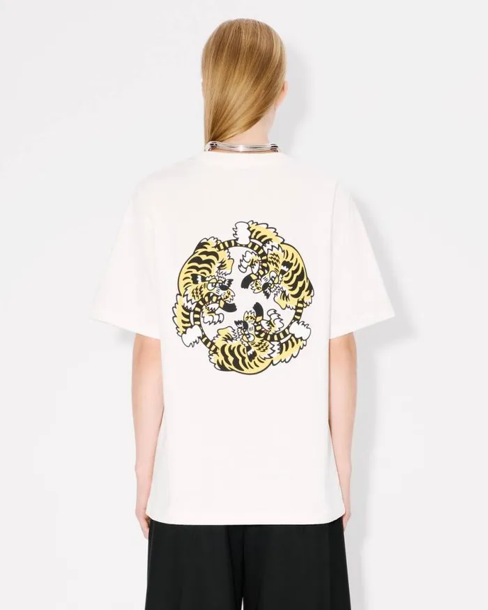 MenWomen 039KENZO VERDY MARKET039 Genderless Oversized Tshirt In Cotton Off White Kenzo Tshirts And Polos