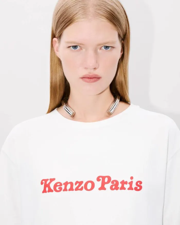 MenWomen 039KENZO VERDY MARKET039 Genderless Oversized Tshirt In Cotton Off White Kenzo Tshirts And Polos