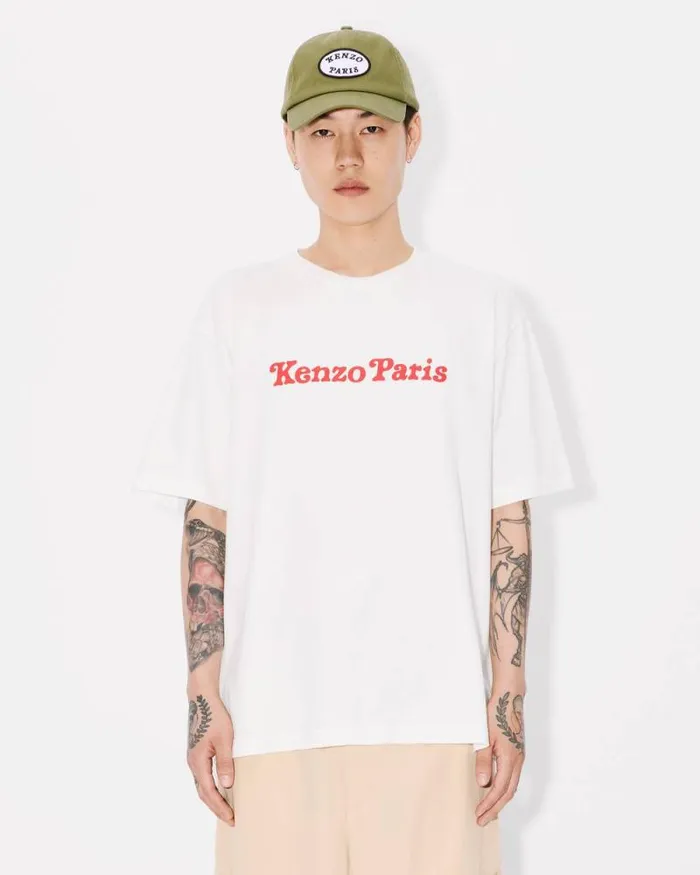 MenWomen 039KENZO VERDY MARKET039 Genderless Oversized Tshirt In Cotton Off White Kenzo Tshirts And Polos