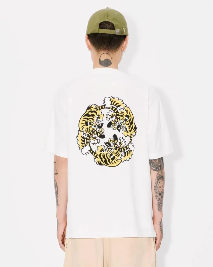 MenWomen 039KENZO VERDY MARKET039 Genderless Oversized Tshirt In Cotton Off White Kenzo Tshirts And Polos