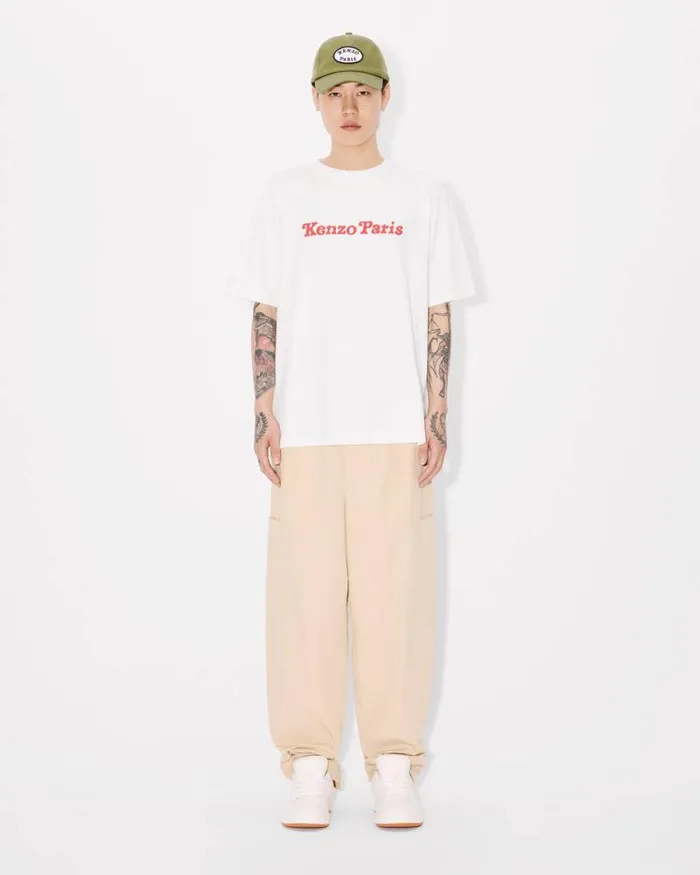 MenWomen 039KENZO VERDY MARKET039 Genderless Oversized Tshirt In Cotton Off White Kenzo Tshirts And Polos