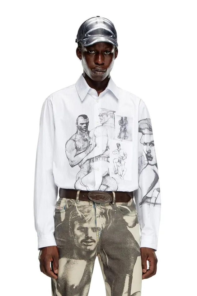MenWomen Diesel Shirts PRSSIMPLYSTRIPE White MenWomen Diesel Shirts PRSSIMPLYSTRIPE White