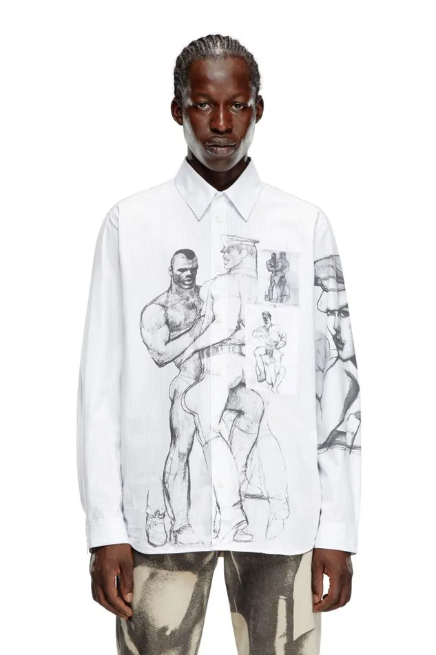 MenWomen Diesel Shirts PRSSIMPLYSTRIPE White MenWomen Diesel Shirts PRSSIMPLYSTRIPE White