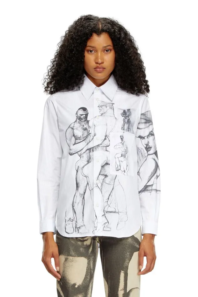 MenWomen Diesel Shirts PRSSIMPLYSTRIPE White MenWomen Diesel Shirts PRSSIMPLYSTRIPE White
