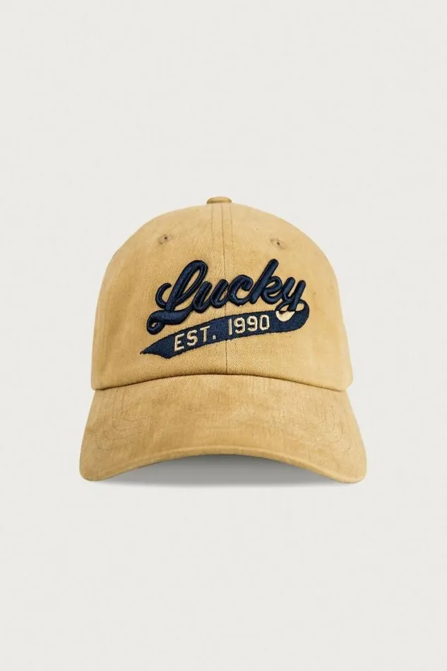 MenWomen Lucky Brand Hats Lucky 1990 Embroidered Dad Hat Gold