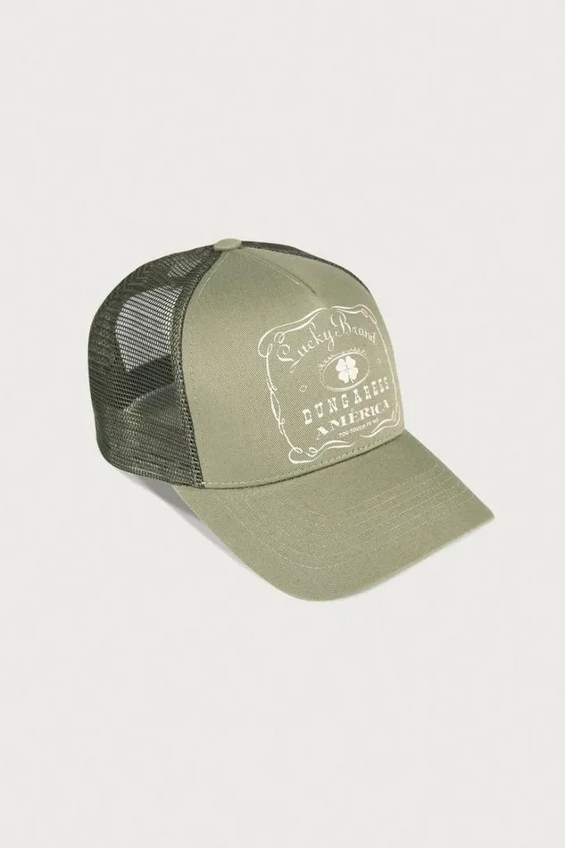 MenWomen Lucky Brand Hats Vintage Trucker Bright Green