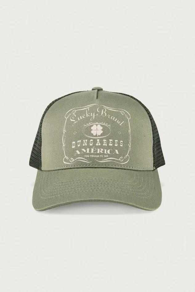 MenWomen Lucky Brand Hats Vintage Trucker Bright Green