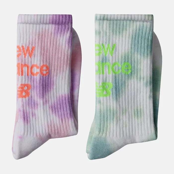 MenWomen NB Essential Tie Dye Midcalf 2 Pack Assorted Colors 2 New Balance Socks