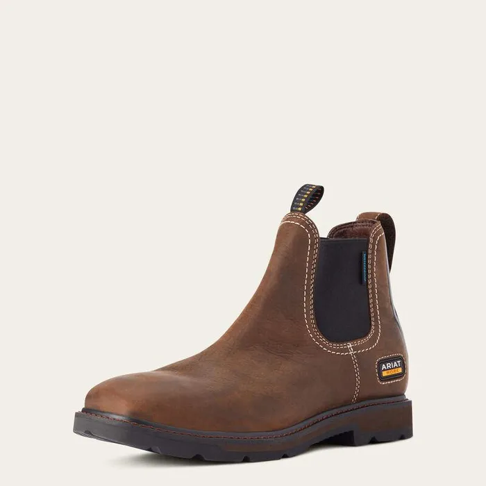 Men Work Boots Ariat Groundbreaker Chelsea Wide Square Toe Waterproof Work Boot Dark Brown Men Work Boots Ariat Groundbreaker Chelsea Wide Square Toe Waterproof Work Boot Dark Brown