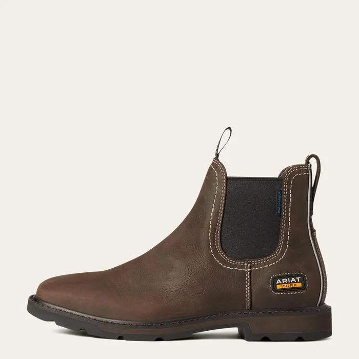Men Work Boots Ariat Groundbreaker Chelsea Wide Square Toe Waterproof Work Boot Dark Brown Men Work Boots Ariat Groundbreaker Chelsea Wide Square Toe Waterproof Work Boot Dark Brown