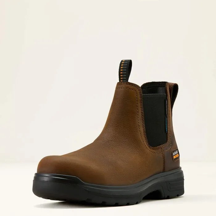 Men Work Boots Ariat Turbo Chelsea CSA Waterproof Carbon Toe Work Boot Rich Brown