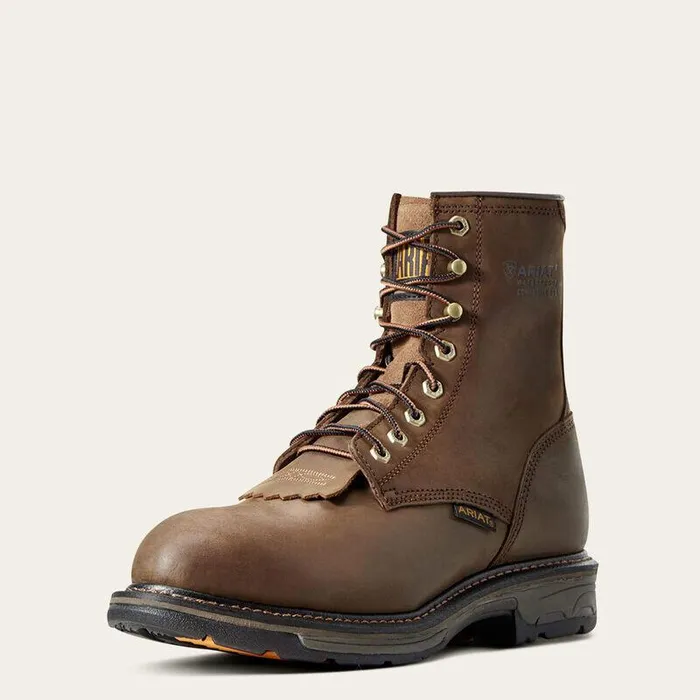 Men Work Boots Ariat WorkHog 8quot Waterproof Composite Toe Work Boot Oily Distressed Brown