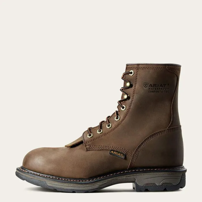 Men Work Boots Ariat WorkHog 8quot Waterproof Composite Toe Work Boot Oily Distressed Brown