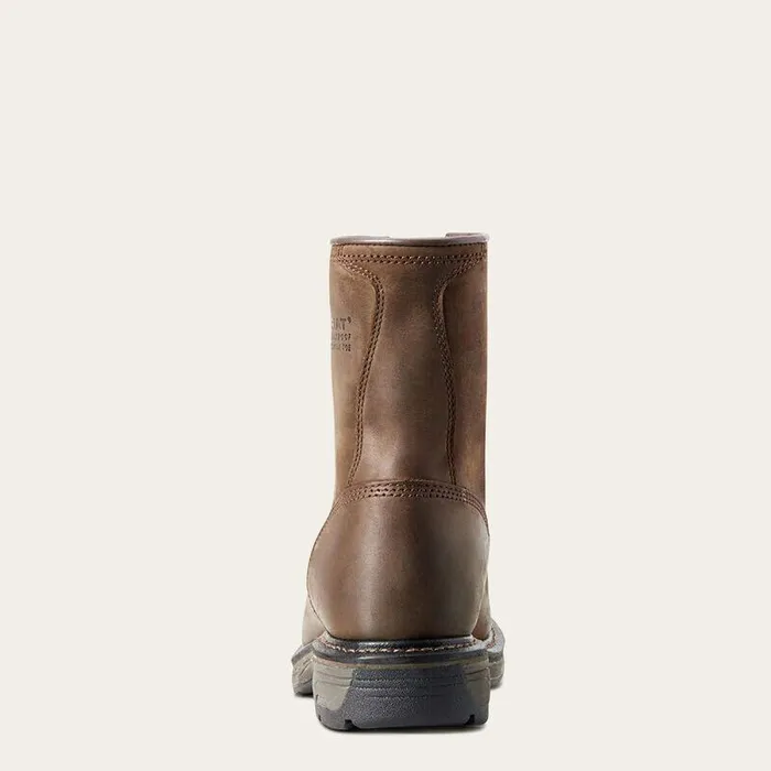 Men Work Boots Ariat WorkHog 8quot Waterproof Composite Toe Work Boot Oily Distressed Brown