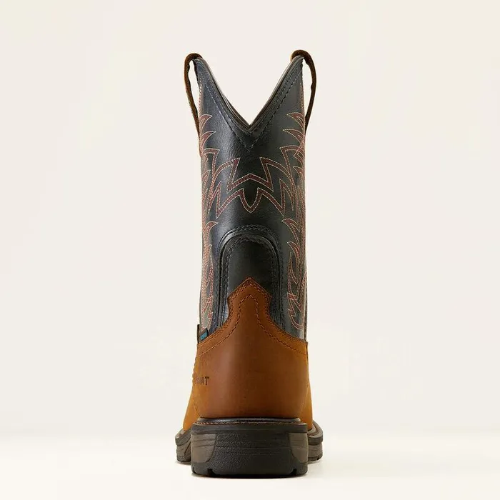 Men Work Boots Ariat WorkHog MetGuard CSA Waterproof Composite Toe Work Boot Dark Coppermidnight Blue