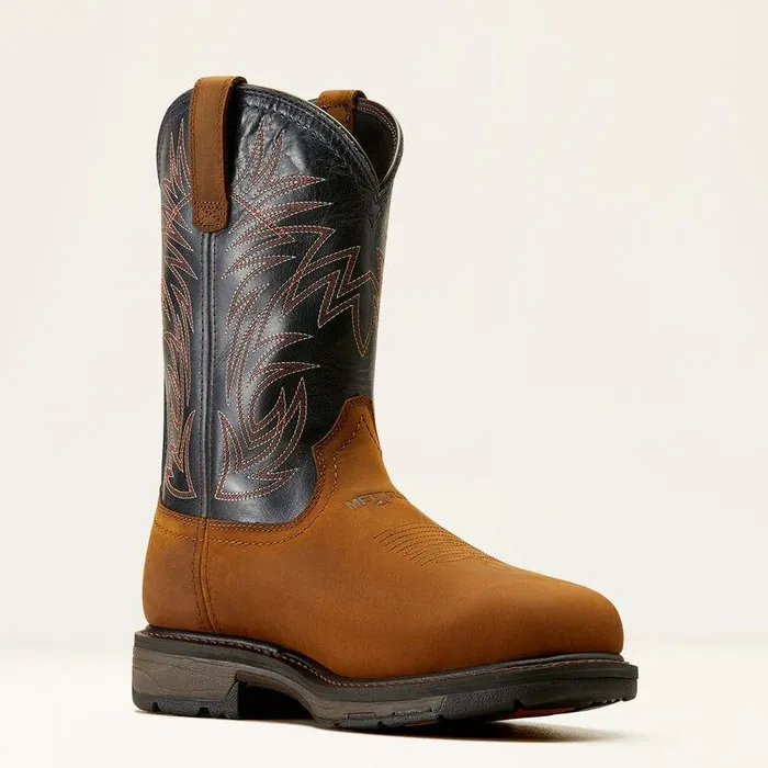 Men Work Boots Ariat WorkHog MetGuard CSA Waterproof Composite Toe Work Boot Dark Coppermidnight Blue