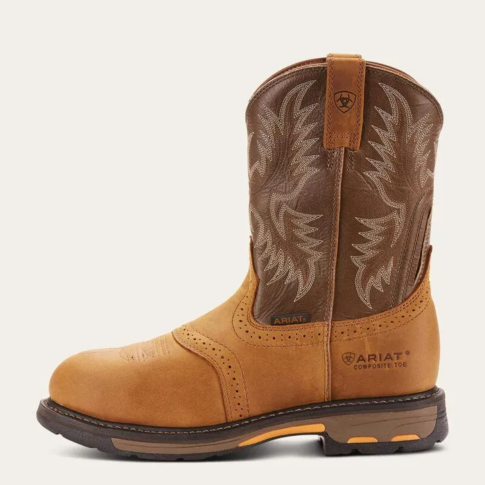 Men Work Boots Ariat WorkHog Pullon Composite Toe Aged Bark