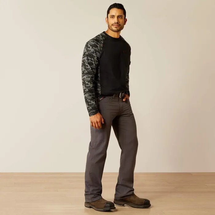 Men Workwear Ariat FR AC Stretch Camo Baseball TShirt Blackgrey Camo Men Workwear Ariat FR AC Stretch Camo Baseball TShirt Blackgrey Camo