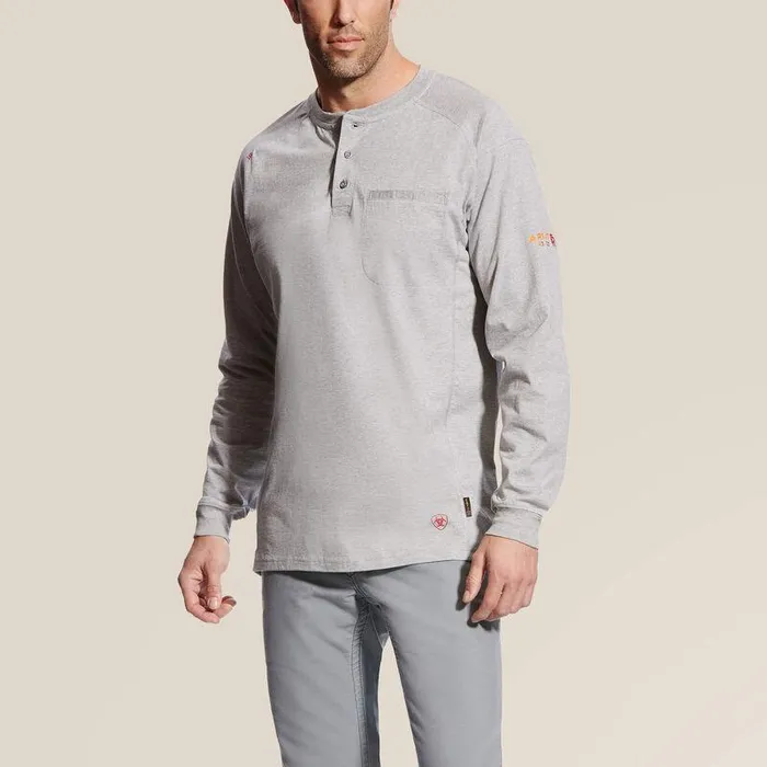 Men Workwear Ariat FR Air Henley Silver Fox Heather