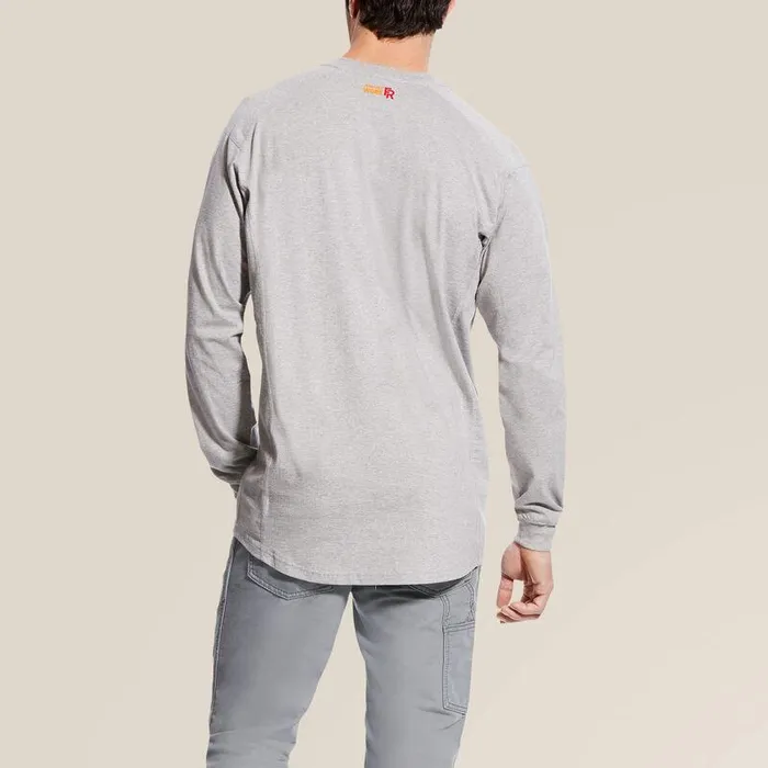 Men Workwear Ariat FR Air Henley Silver Fox Heather Men Workwear Ariat FR Air Henley Silver Fox Heather