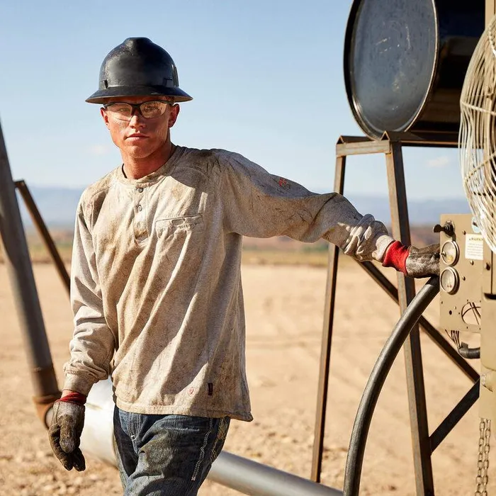 Men Workwear Ariat FR Air Henley Silver Fox Heather Men Workwear Ariat FR Air Henley Silver Fox Heather