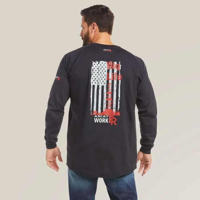 Men Workwear Ariat FR Air Rig Life Graphic TShirt Black