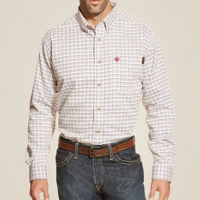 Men Workwear Ariat FR Basic Work Shirt White Multi