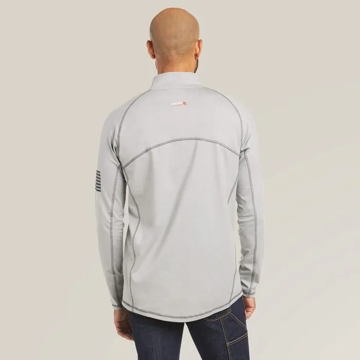 Men Workwear Ariat FR Combat Stretch Patriot 14 Zip Work Shirt Silver Fox Men Workwear Ariat FR Combat Stretch Patriot 14 Zip Work Shirt Silver Fox