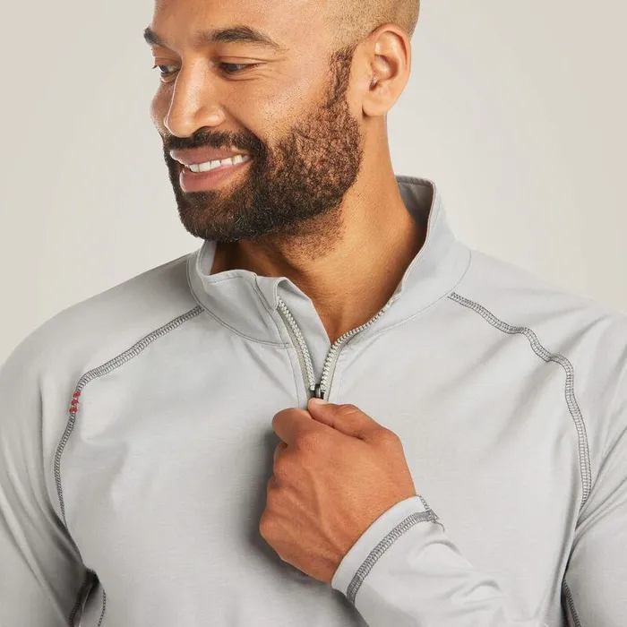 Men Workwear Ariat FR Combat Stretch Patriot 14 Zip Work Shirt Silver Fox Men Workwear Ariat FR Combat Stretch Patriot 14 Zip Work Shirt Silver Fox