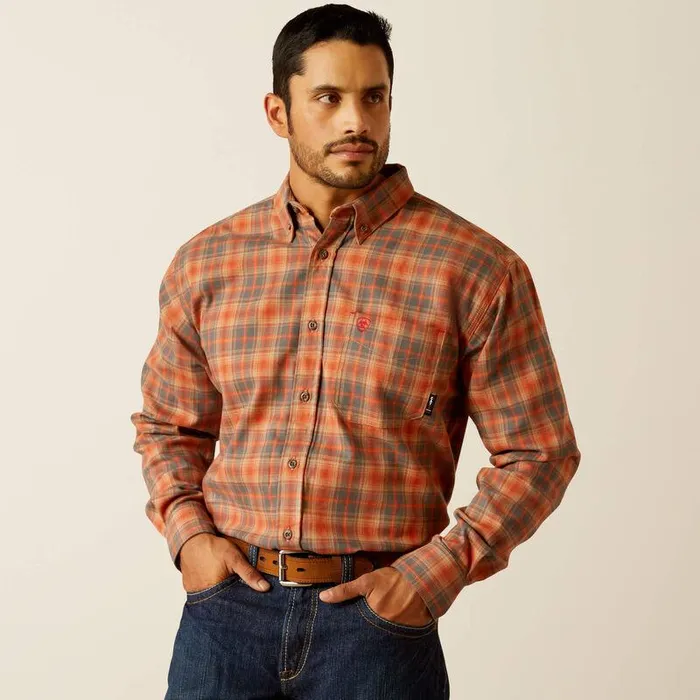 Men Workwear Ariat FR Olympic Work Shirt Khaki