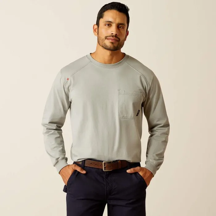 Men Workwear Ariat FR Pima TShirt Silver Fox