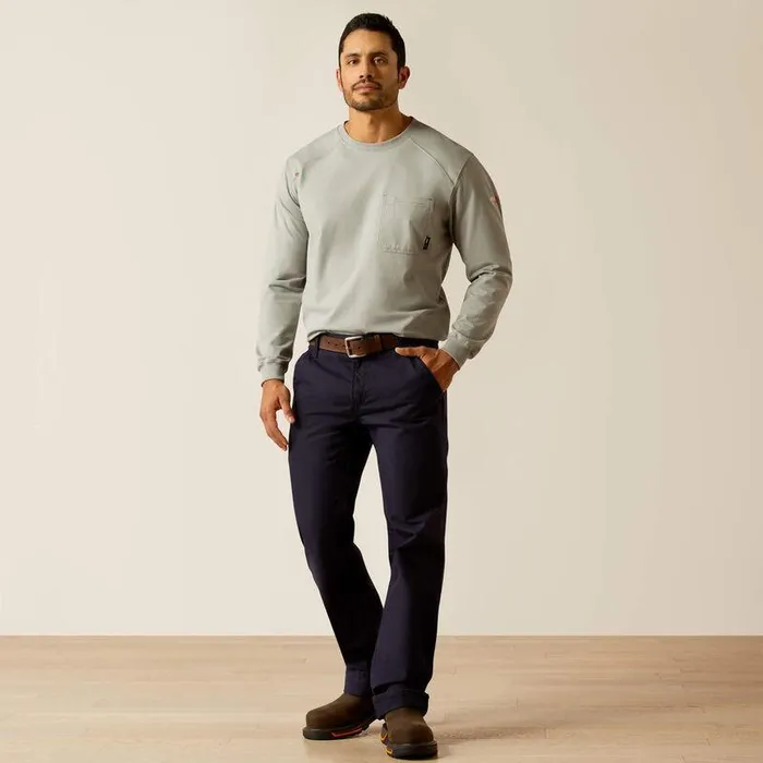 Men Workwear Ariat FR Pima TShirt Silver Fox