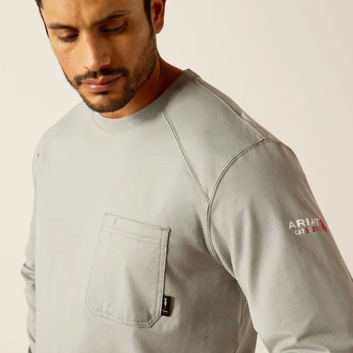 Men Workwear Ariat FR Pima TShirt Silver Fox