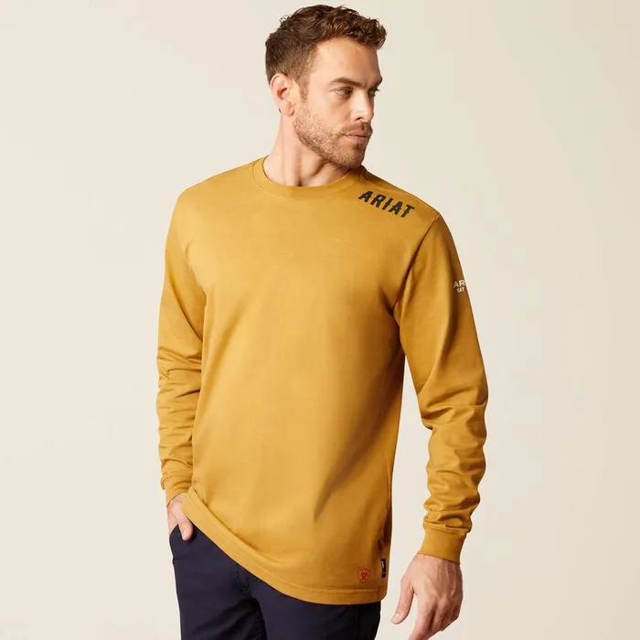 Men Workwear Ariat FR Work Hard Live Free TShirt Golden Brown Men Workwear Ariat FR Work Hard Live Free TShirt Golden Brown