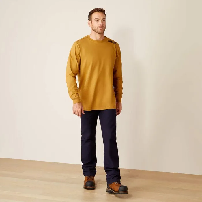 Men Workwear Ariat FR Work Hard Live Free TShirt Golden Brown Men Workwear Ariat FR Work Hard Live Free TShirt Golden Brown