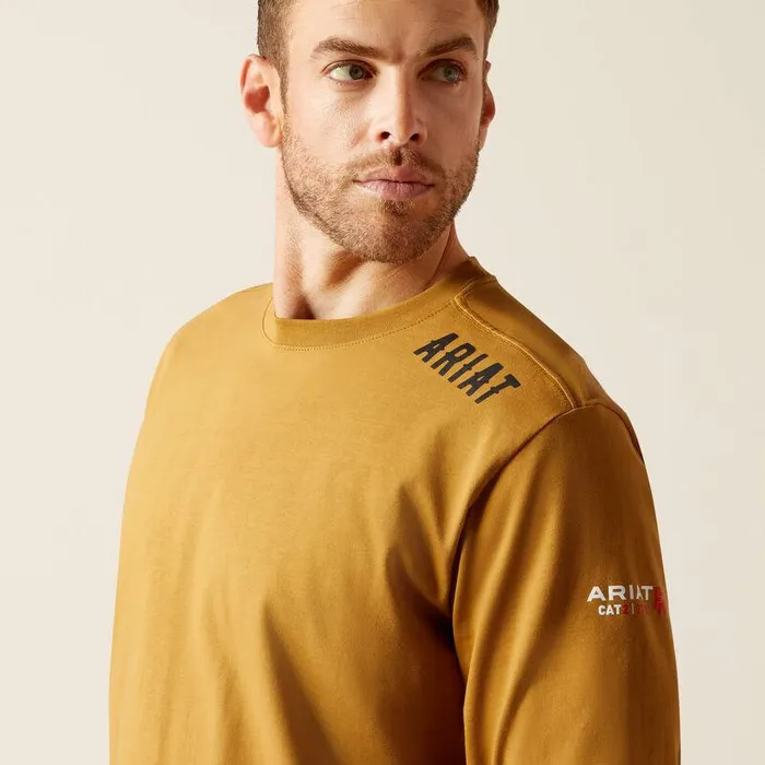 Men Workwear Ariat FR Work Hard Live Free TShirt Golden Brown Men Workwear Ariat FR Work Hard Live Free TShirt Golden Brown
