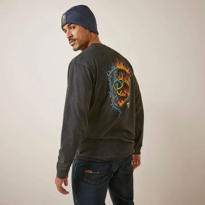 Men Workwear Ariat Rebar Cotton Strong Shock Fire Charcoal Heather