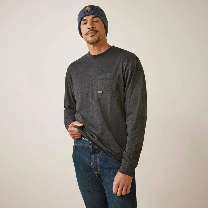 Men Workwear Ariat Rebar Cotton Strong Shock Fire Charcoal Heather