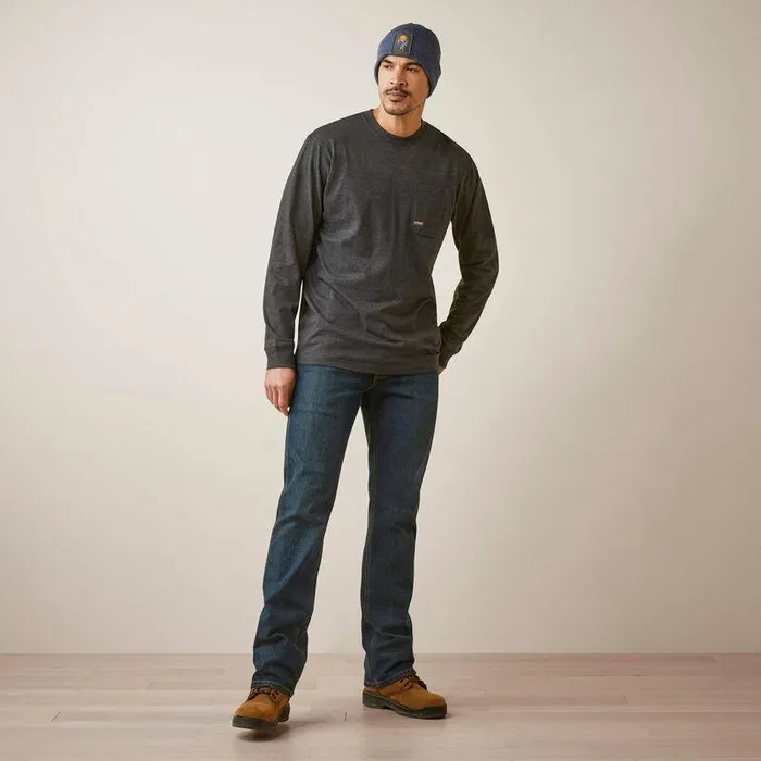 Men Workwear Ariat Rebar Cotton Strong Shock Fire Charcoal Heather
