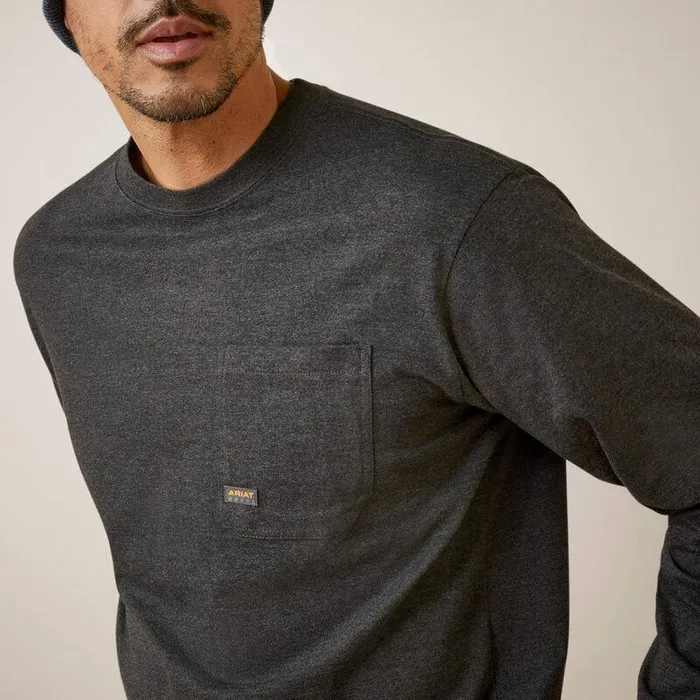 Men Workwear Ariat Rebar Cotton Strong Shock Fire Charcoal Heather
