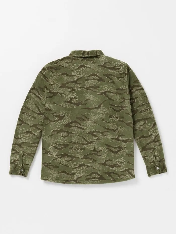 Mens Hoodies and Sweatshirts Volcom Bowered Fleece Long Sleeve Shirt 8211 Squadron Green
