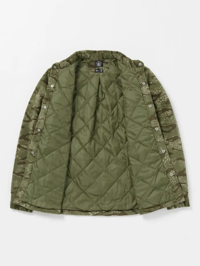 Mens Hoodies and Sweatshirts Volcom Bowered Fleece Long Sleeve Shirt 8211 Squadron Green