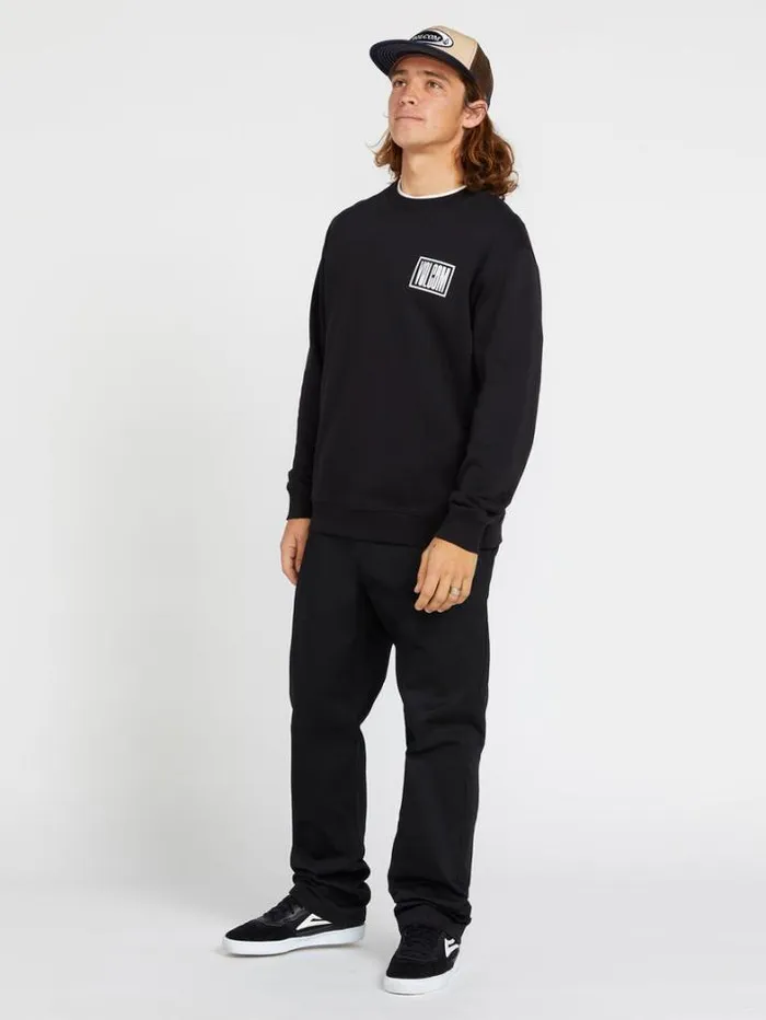 Mens Hoodies and Sweatshirts Volcom Watanite Crew Sweatshirt 8211 Black