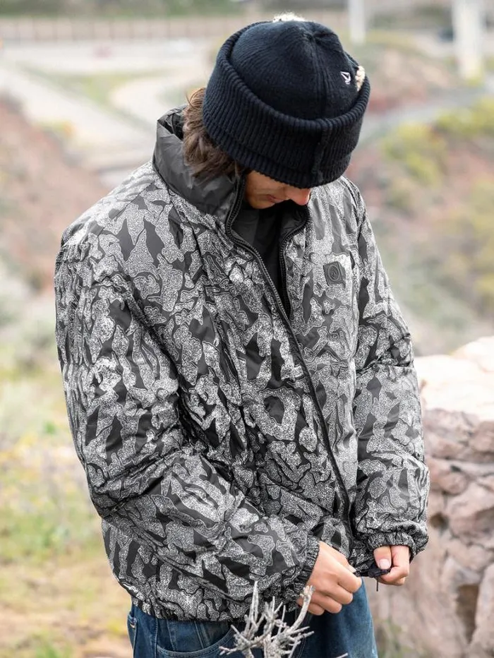 Mens Jackets Volcom Walltz Reversible Jacket 8211 Black White