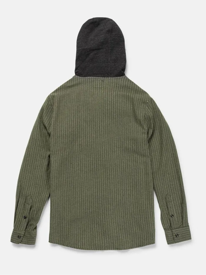 Mens Shirts and Flannels Volcom Archbold Hood Long Sleeve Shirt 8211 Old Mill